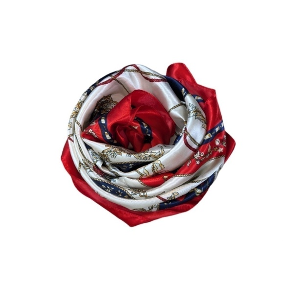 Unbranded Classic Red & Blue Satin Scarf - Picture 2 of 4